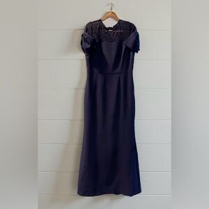 JS Collections Blue Off-the-Shoulder Sheath Midi Dress